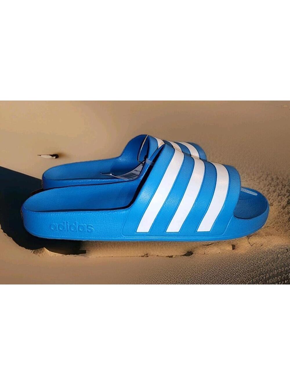 adidas Adilette Aqua Slides Blue Burst Cloud White Size 13